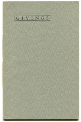 Item #1375 GIVINGS: Nine Poems. S. R. Sheppard