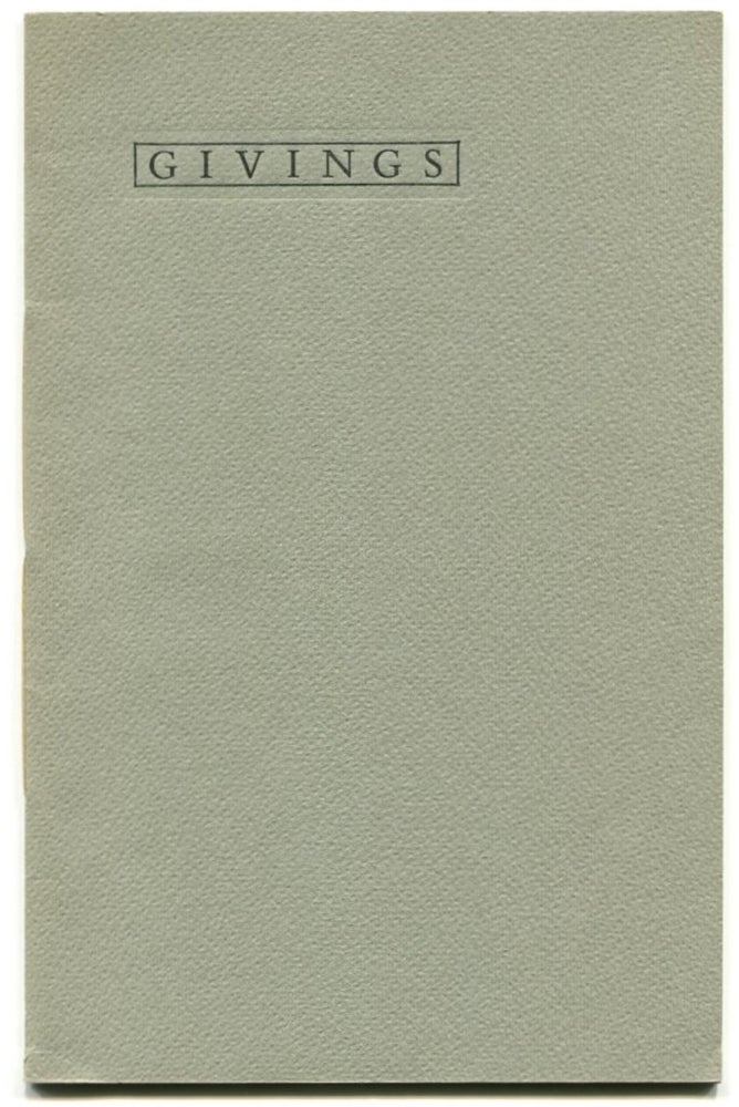 Item #1375 GIVINGS: Nine Poems. S. R. Sheppard.