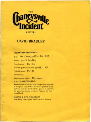 Item #20148 THE CHANEYSVILLE INCIDENT; [early state of the proof with copy of the published...