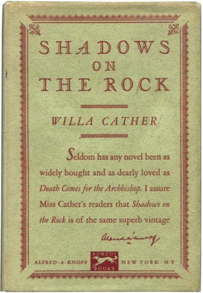 Item #29420 SHADOWS ON THE ROCK. Willa Cather
