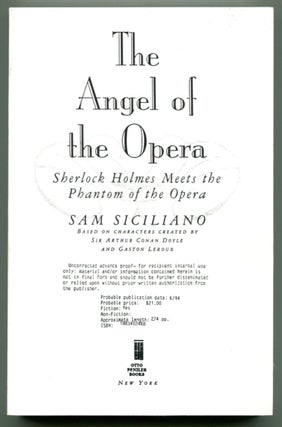 Item #37504 THE ANGEL OF THE OPERA. Sam Siciliano