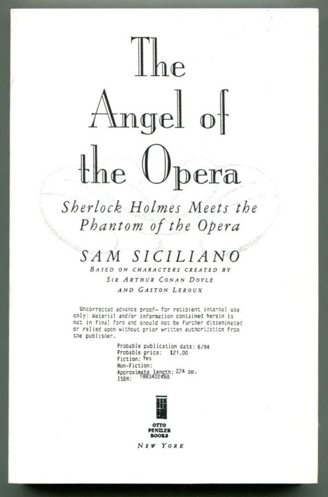 Item #37504 THE ANGEL OF THE OPERA. Sam Siciliano.