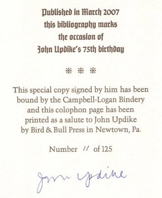 JOHN UPDIKE: A Bibliography of Primary & Secondary Materials, 1948-2007.