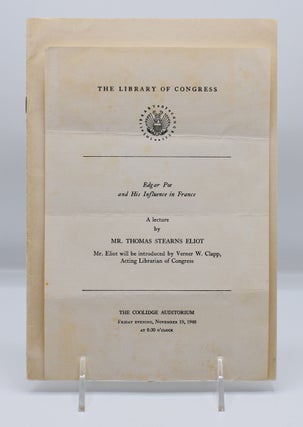 FROM POE TO VALERY: A Lecture Delivered at the Library of Congress on Friday, November 19, 1948; [Together with RARE announcement for the lecture with alternate title -- "EDGAR POE AND HIS INFLUENCE IN FRANCE"].