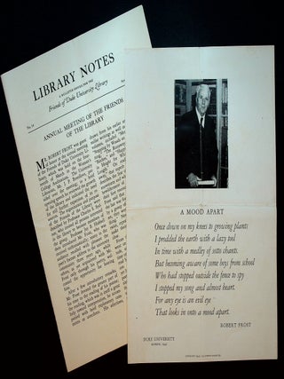 Item #49100 A MOOD APART; a rare broadside keepsake. Robert Frost