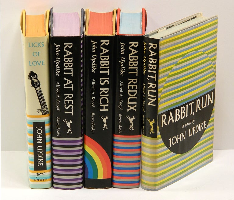 Item #49847 EACH WITH A CARD SIGNED BY UPDIKE LAID IN: RABBIT, RUN (1960); RABBIT REDUX (1971); RABBIT IS RICH (1981); RABBIT AT REST (1990); and the novella "Rabbit Remembered" in LICKS OF LOVE (2000). John Updike.