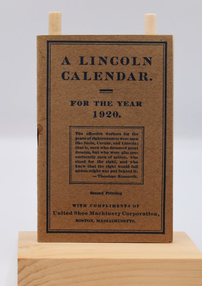 Item #51896 LINCOLN CALENDAR FOR THE YEAR 1920: Illustrated; [Monthly calendar]. Abraham Lincoln.