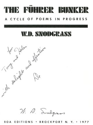 THE FUHRER BUNKER: A Cycle of Poems in Progress.