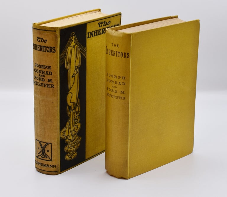 Item #53845 THE INHERITORS: An Extravagant Story; [Two volumes--first issue and scarce later issue in seldom seen remainder binding]. Joseph Conrad, Ford M. Hueffer, Ford Madox Ford.