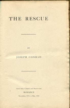 Item #54532 THE RESCUE: [In Romance Magazine]. Joseph Conrad