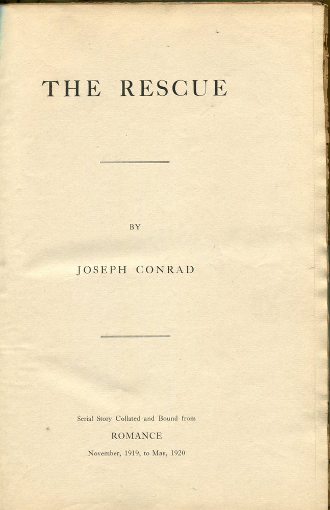 Item #54532 THE RESCUE: [In Romance Magazine]. Joseph Conrad.