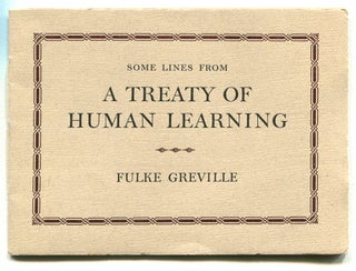 Item #54604 NINE STANZAS FROM A TREATY OF HUMAN LEARNING. Fulke Greville, aka Lord Brooke
