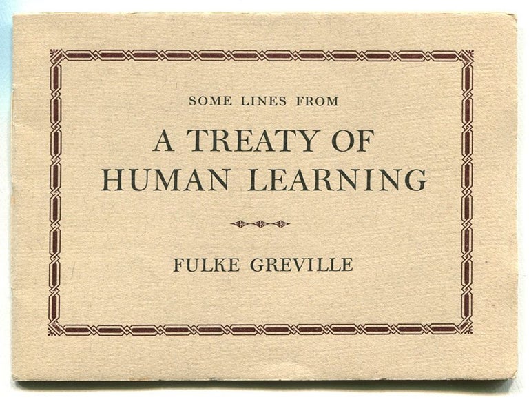 Item #54604 NINE STANZAS FROM A TREATY OF HUMAN LEARNING. Fulke Greville, aka Lord Brooke.