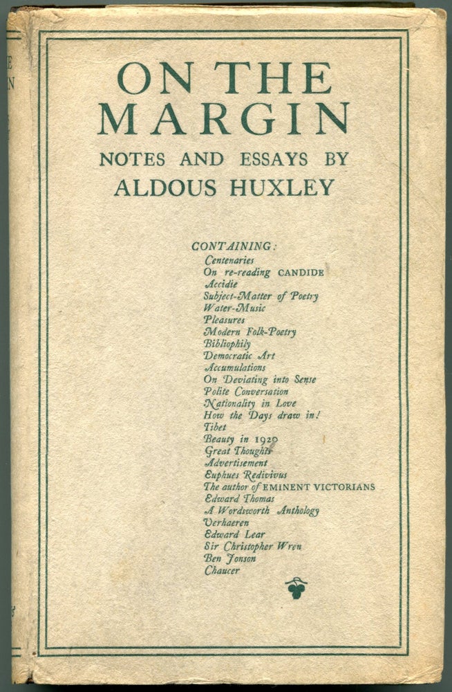 Item #55191 ON THE MARGIN: Notes and Essays. Aldous Huxley.