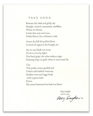 Item #55387 TREE SONG; and DOGWOOD, FOREST - YOSEMITE; [1/50 signed by both the poet and...