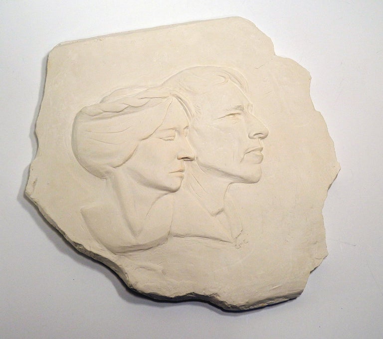Item #55469 THEY MADE THEIR DREAMS FOR THEMSELVES: Plaster Bas Relief Sculpture of Robinson and Una Jeffers. Robinson Jeffers, Carol Matranga Courtney.