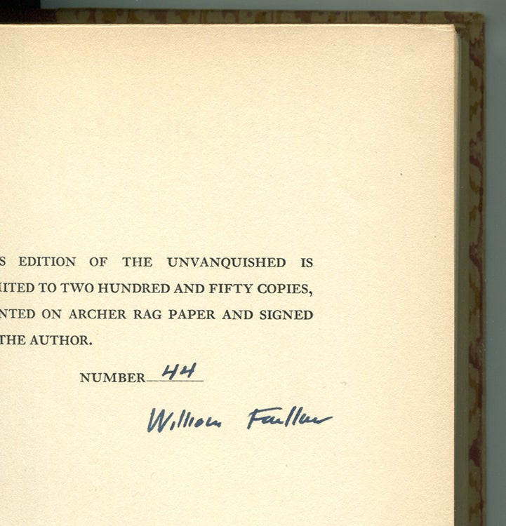 Item #56030 THE UNVANQUISHED. William Faulkner.