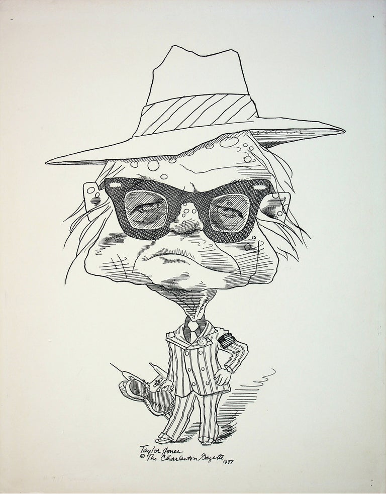 Item #56034 ORIGINAL CARICATURE DRAWING OF TRUMAN CAPOTE; Signed by the artist. Truman Capote, artist Taylor Jones.