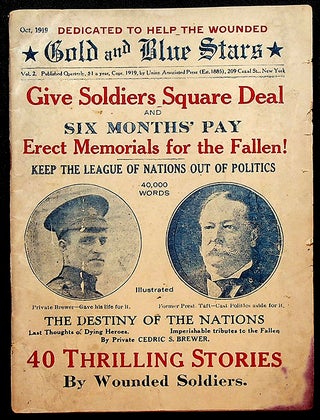 Item #56132 GOLD AND BLUE STARS: Vol. 2, Oct. 1919; "Give Soldiers Square Deal and Six Months'...