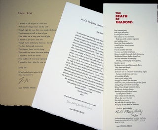 Item #56202 FIVE (5) SIGNED BROADSIDE POEMS: Includes "Clear Text" (#9/100) and "My Father's...