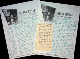 SIXTEEN (16) AUTOGRAPH LETTERS AND POSTCARDS SIGNED; from Henry Miller (1891 - 1980) to Rudolph Gilbert (1892 - 1979), written while he was settling into life at Big Sur 1944 - 1945.