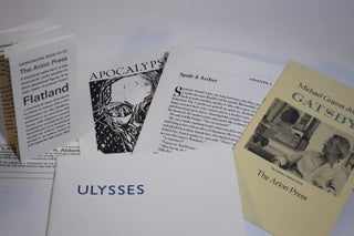 ARION PRESS: Collector's archive of communication from the Press being 29 Prospectuses, 6 Catalogs, 4 Christmas & Holiday Greetings, and 2 AUTOGRAPH LETTERS SIGNED by Hoyem. Together with the book that proved instrumental in the founding of the press and printout of an email explaining why.