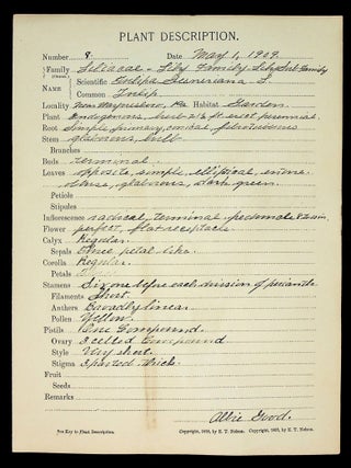 HERBARIUM AND PLANT DESCRIPTIONS.