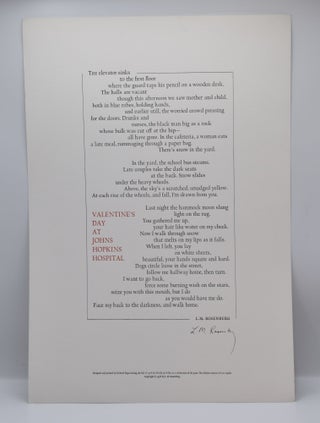 Item #71851 VALENTINE'S DAY AT JOHNS HOPKINS HOSPITAL; [Limited edition signed broadside print]....