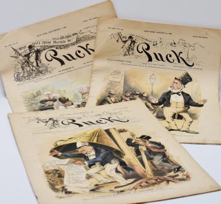 Item #71864 PUCK; [3 complete issues from the weekly magazine's heyday, each with...