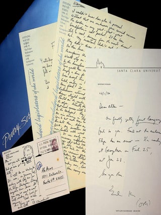 COLLECTOR&rsquo;S ARCHIVE including correspondence in addition to first editions -- most of which are INSCRIBED -- of the following books: MAGNETISM (1987) | FIRST LANGUAGE (1990) [includes galley proofs] | TO REMAIN (1990) | BODYSONG (1999) [limited and trade issues] | SPEED OF LIFE (1999).