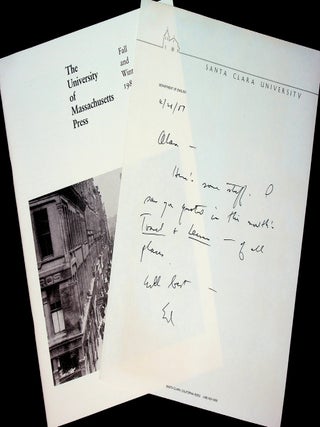 COLLECTOR&rsquo;S ARCHIVE including correspondence in addition to first editions -- most of which are INSCRIBED -- of the following books: MAGNETISM (1987) | FIRST LANGUAGE (1990) [includes galley proofs] | TO REMAIN (1990) | BODYSONG (1999) [limited and trade issues] | SPEED OF LIFE (1999).